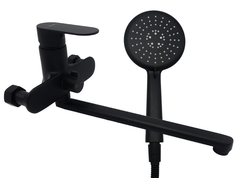 Змішувач для ванни довгий вилив AIM чорний матовий DG01253 (matte black), фото 1