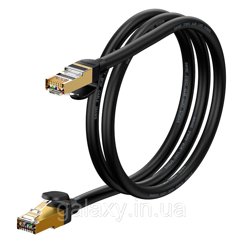 Патч-корд Baseus 1м САТ.7 10Gigabit Ethernet RJ45 інтернет кабель WKJS010101 BLACK, фото 1