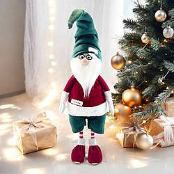Скандинавський гном новорічний ельф червоний з зеленим 88см 560-09В