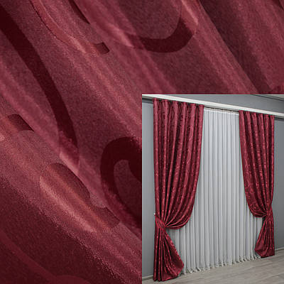 Комплект (2шт. 1,5х2,7м.) жакардових штор. Колір бордовий. Код 1533ш 33-0360