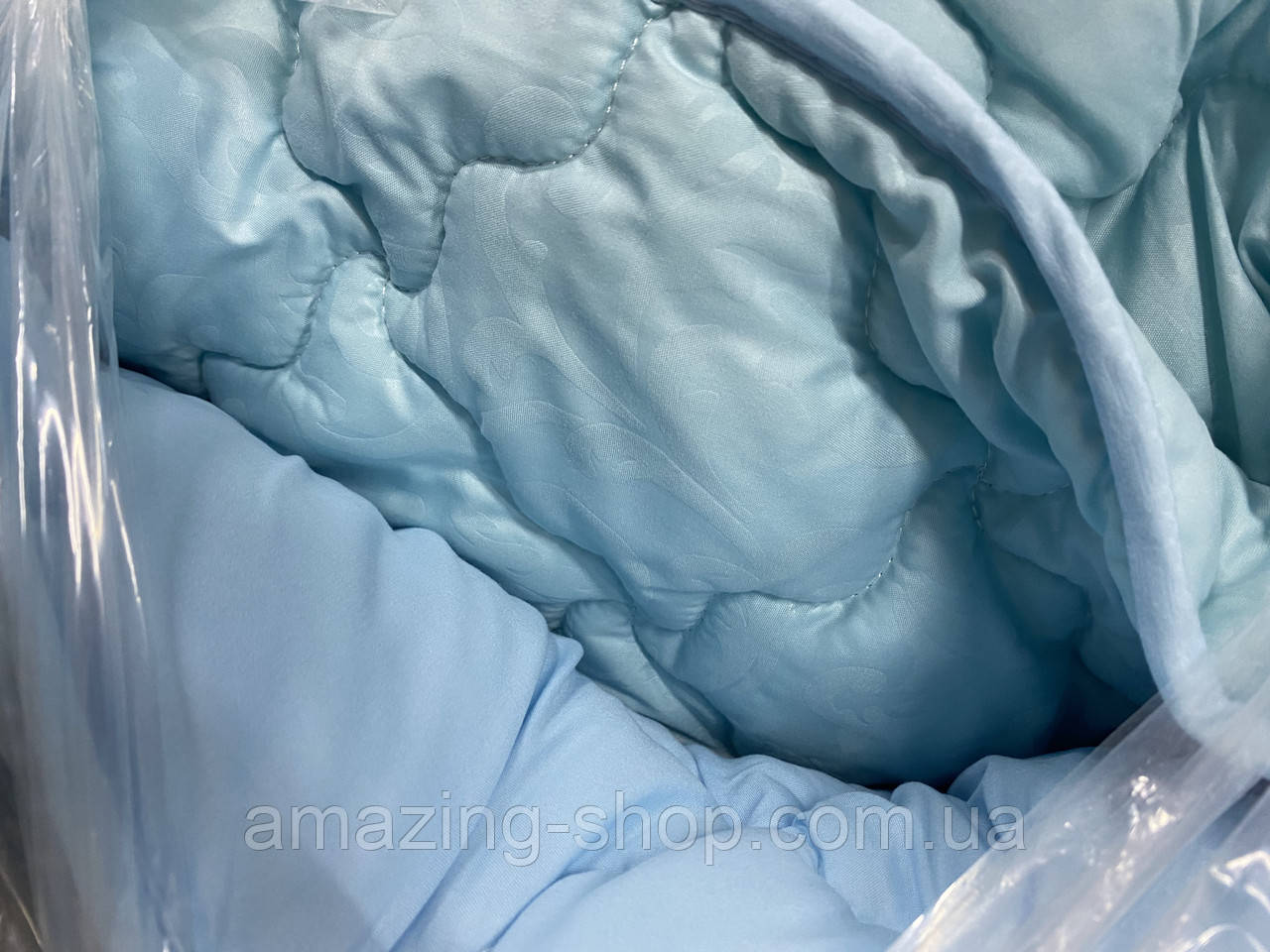 Ковдра зима-літо 4 сезони Розмір двуспальной 175х210 ОДА на кнопках стеганное 3 в 1, Колір - Голубой, фото 1