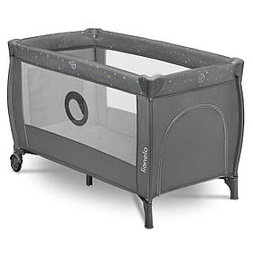 Манеж ліжечко приставне Lionelo Stefi Plus Grey Multicolor (бічний вхід, складаний, на коліщатках) Сірий