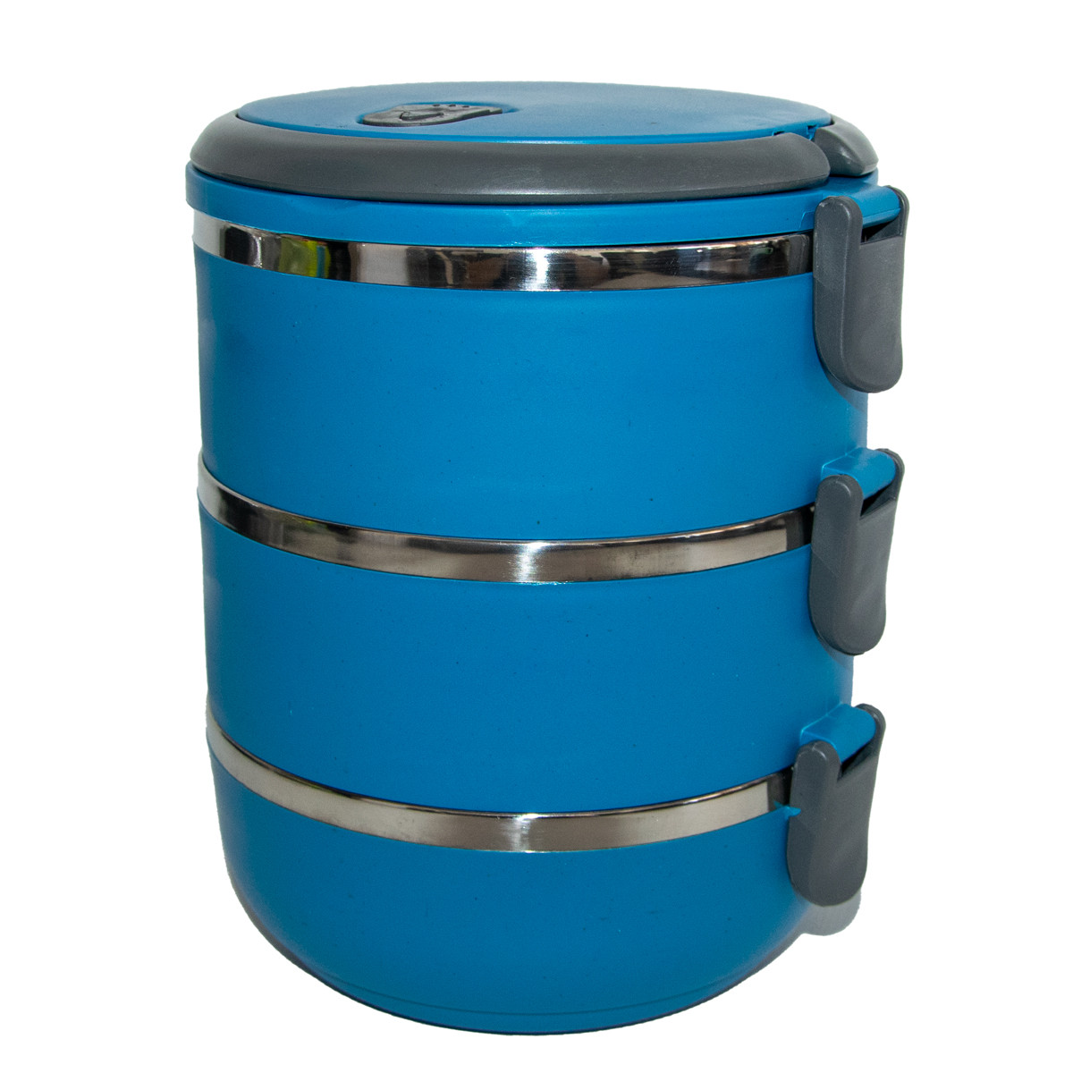 Потрійний ланч бокс із нержавіючої сталі Lunch-box Three Layers 2100 мл. Синій, харчовий термо-ланчбокс