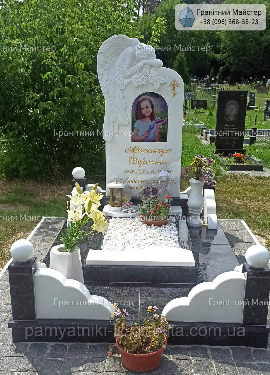 Пам'ятник дитині з білого мармуру № 564, фото 1