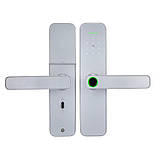 Розумний дверний замок кодовий з Wi-Fi з відбитком пальця і ключ-карткою KHS-F005, світло-сірий, фото 2