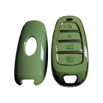 Чохол для ключа HYUNDAI зелений із золотою рамкою