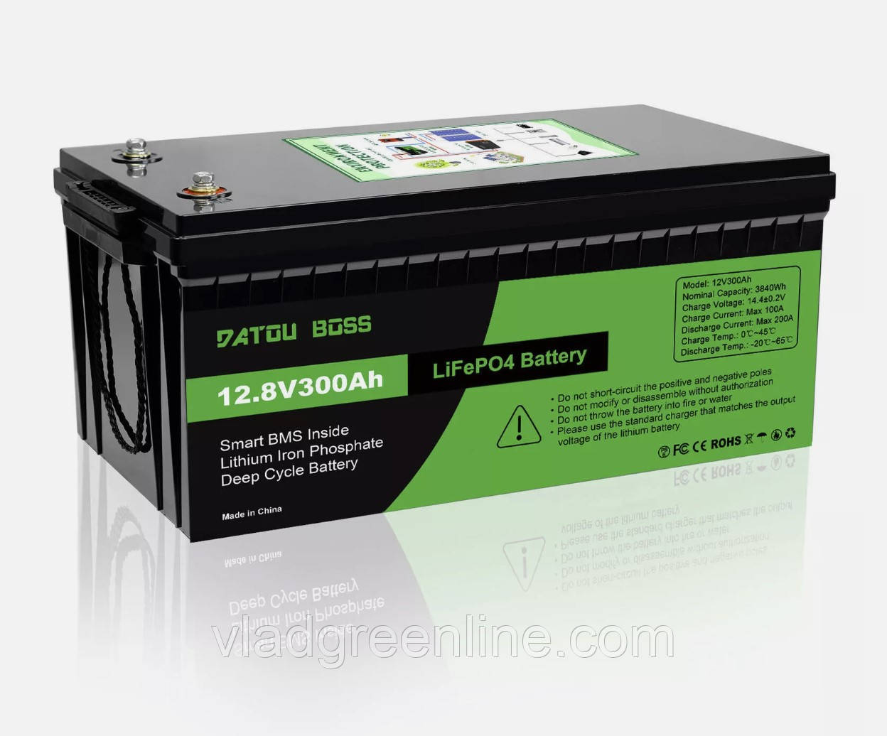 Акумулятор LiFePO4 300Ah 12,8V BMS 8000+ циклів зарядки (літій-залізо-фосфатний) DATOUBOSS
