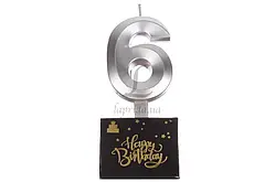 Свічка Цифра  срібло 6 (грань)