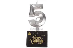 Свічка Цифра  срібло 5 (грань)