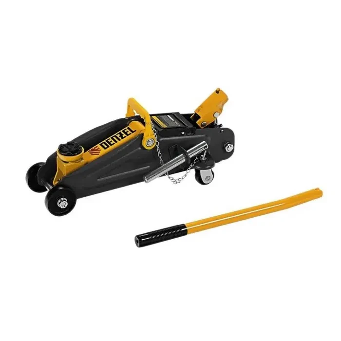 Домкрат гідравлічний підкатний Denzel 2 т низький підхоплювач 135 мм підіймальний 330 мм фіксатор штифт 260/300 мм гумова опора, фото 1