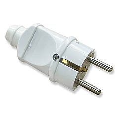 Вилка ELM пряма біла із заземленням 41-0010