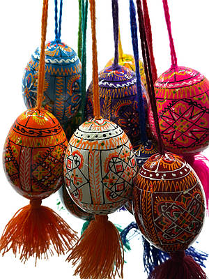 Писанка дерев'яна на китиці набір 11 кольорів