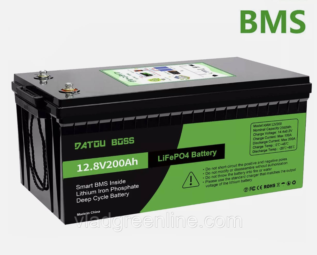 Акумулятор LiFePO4 200Ah 12,8V BMS 8000+ циклів зарядки (літій-залізо-фосфатний) DATOUBOSS