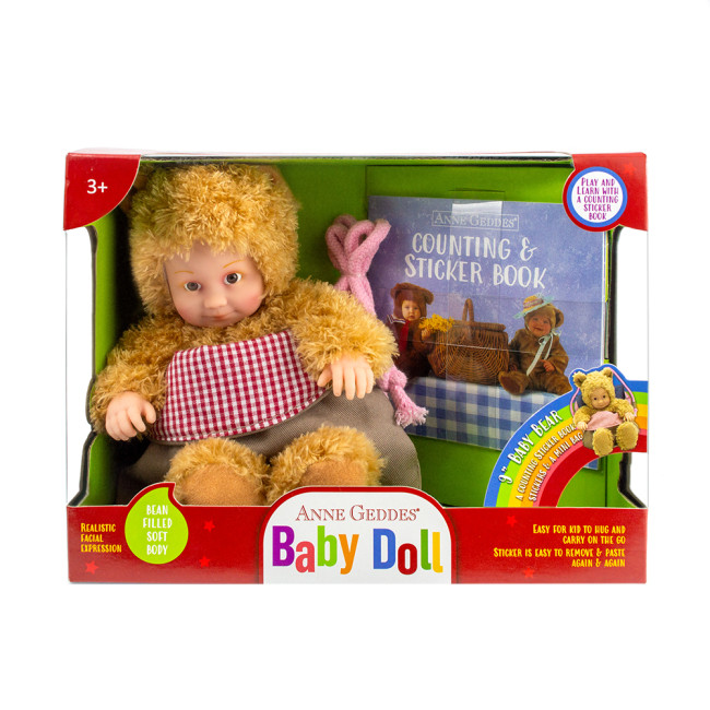 Anne Geddes Лялька «Маленький Медвежонок» з сумкою і наліпками, 23 см (21071AG), фото 1