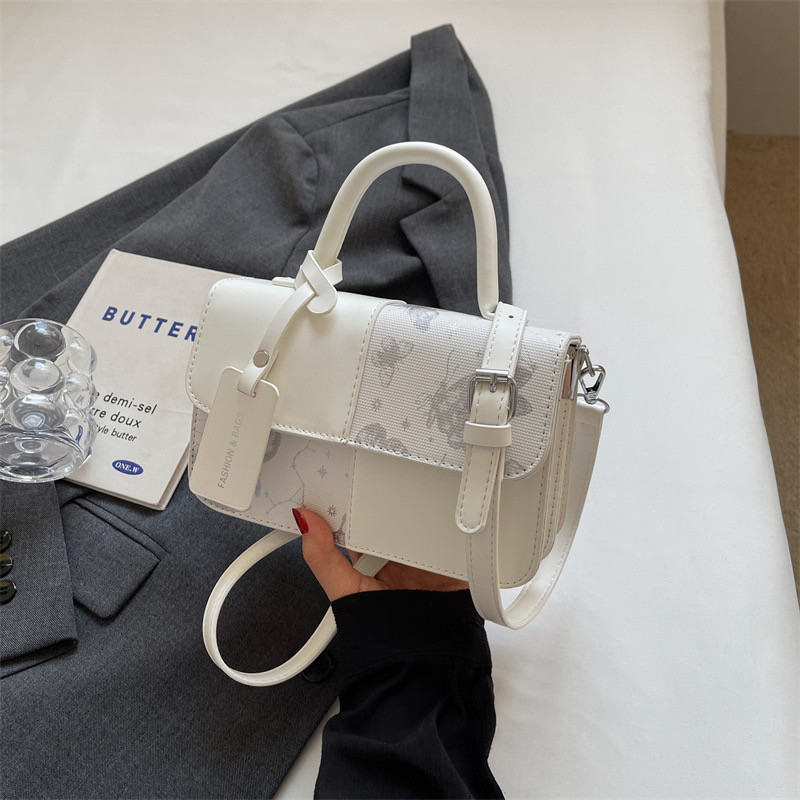 Жіноча сумка 9956-1 крос-боді з ручкою біла з сірим, фото 1