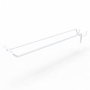 Гачок одинарний на перфорацію з цінникотримачем 250 мм D4 мм, білий