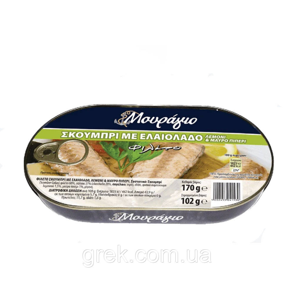 Філе скумбрії в рослиній олії Mouragio 170 г, фото 1