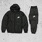 Чоловічий зимовий спортивний костюм Nike на плащівці сірий Комплект Найк з капюшоном, фото 2