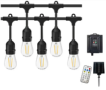Гірлянда з ретро-лампочками LED Edison, пультом дистанційного керування, сонячною панеллю