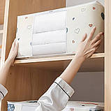 Органайзер для постільної білизни Чохол для речей в шафу Кофр для зберігання білизни та іграшок переносний Бежевий, фото 6