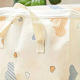 Органайзер для постільної білизни Чохол для речей в шафу Кофр для зберігання білизни та іграшок переносний Бежевий, фото 9