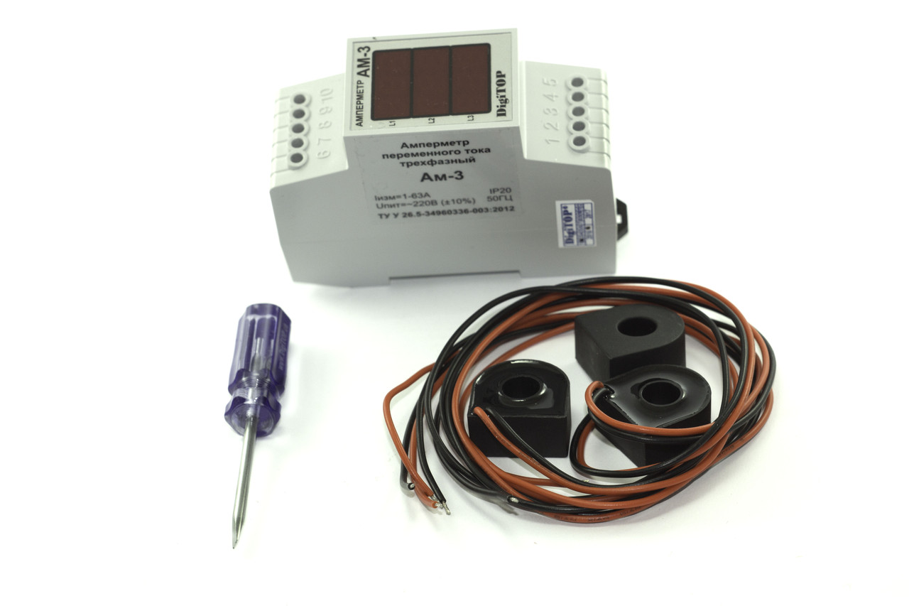 Амперметр Ам-3 для вимірювання струму в 3-фазної мережі DigiTOP, фото 1