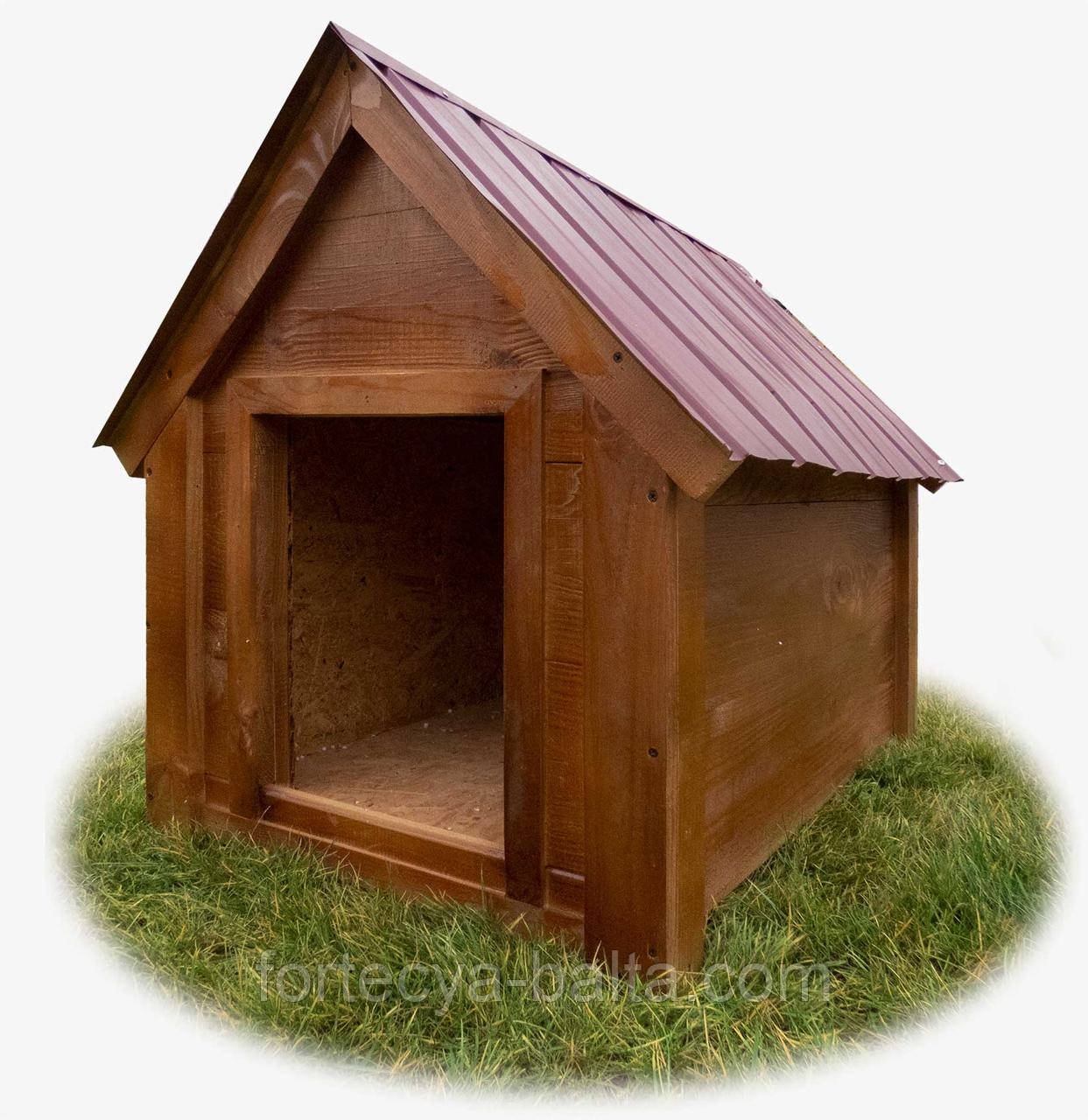 Дерев'яна будка №3 для великих порід собак до 15 кг утеплена 75*85*95 см сосна, фото 1
