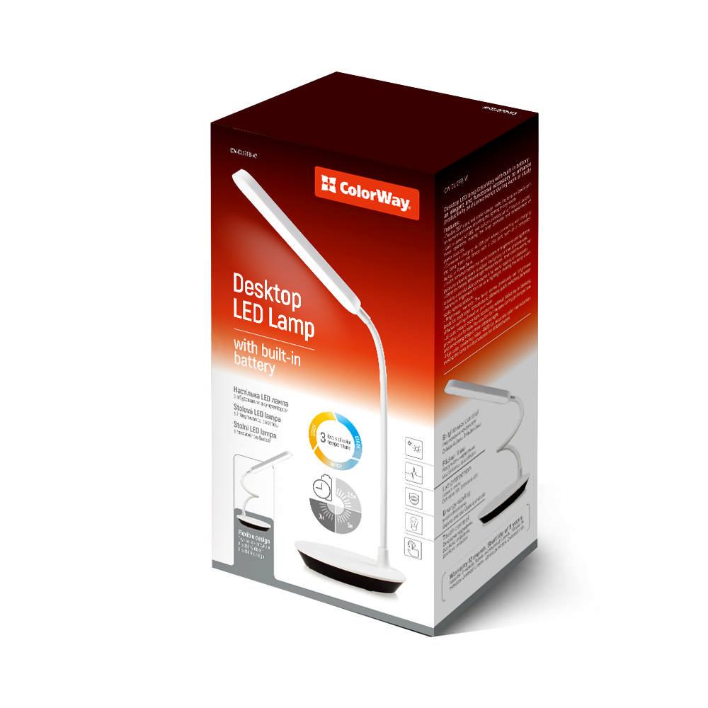 Настільна LED лампа ColorWay Portable&Flexible360 із вбудованим акумулятором біла(CW-DL12FB-W)