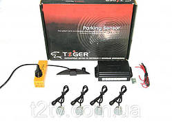 Оригінал! Парктронік TIGER TG-P4LED 4 дат SLIM Black/Silver D=20mm (компл.) - Вища Якість!