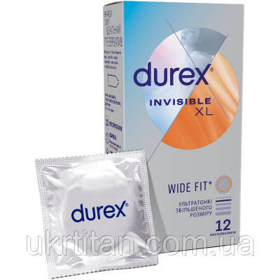 Оригінал! Презервативи Durex Invisible XL ультратонкі збільшеного розміру (ширші) 12 шт. (5052197057119) - Вища Якість!, фото 1