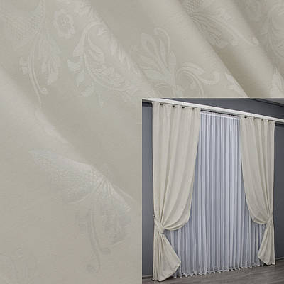 Комплект штор (2шт. 1,4х2,7м.) з тканини софт. Колір молочний. Код 1440ш 33-0338