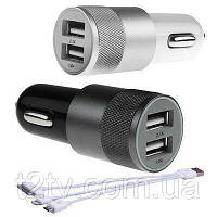 Оригінал! Зарядний пристрій 2USB 4.8A швидка зарядка (5-10хв) сіра 12V - Вища Якість!