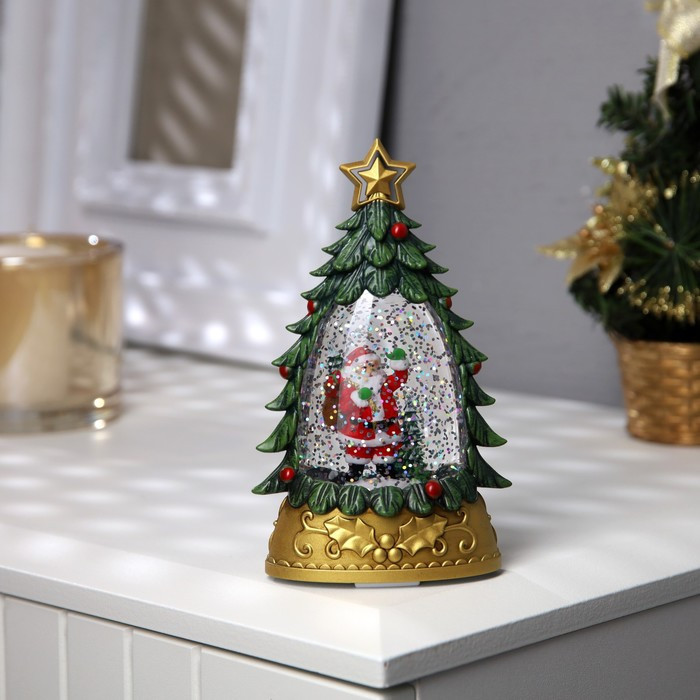 Новорічний світильник-нічник "Дід Мороз з подарунками" XMAS від батарейок | 15см