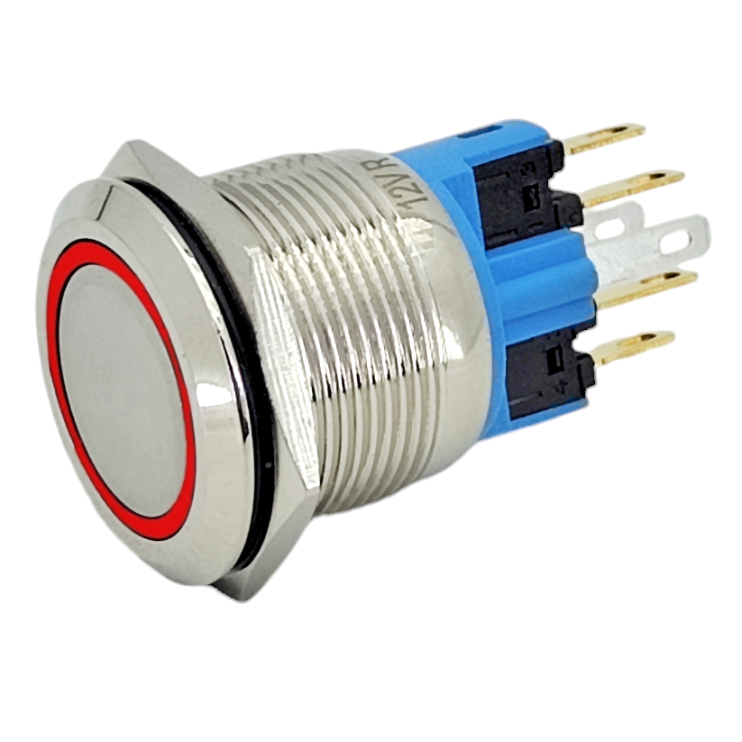 Кнопка антивандальная без фиксации GQ22F-11EM Красная подсветка 12V AC ...