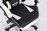 Комп'ютерне крісло з підставкою для ніг + 2 подушки INFINI ESPACE Чорно-біле, фото 9