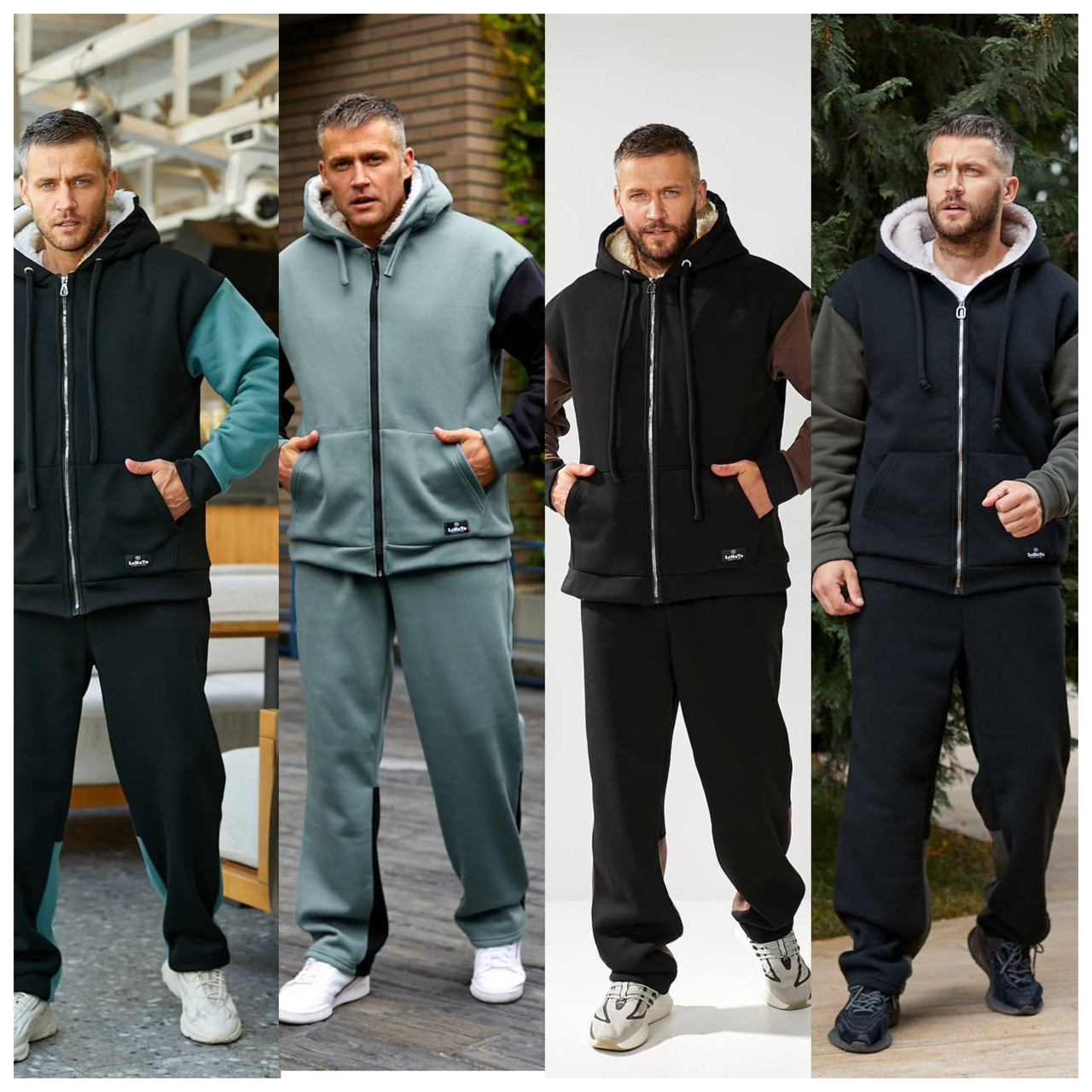 Чоловічий костюм куртка на флісі з овчиною, штани тринитка на флісі 48-50 52-54 56-58 - фото 1 - id-p2367238471