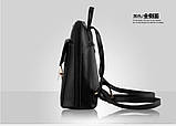Рюкзак жіночий міський із пряжкою гладкий (чорний), фото 4