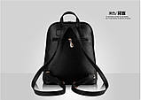 Рюкзак жіночий міський із пряжкою гладкий (чорний), фото 5