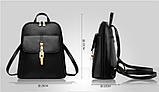 Рюкзак жіночий міський із пряжкою гладкий (чорний), фото 6