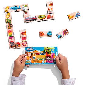 Дитяча настільна гра Половинки Доміно пазл Ubumblebees дерево 2+ кор 15*8*5 см (ПСД266)