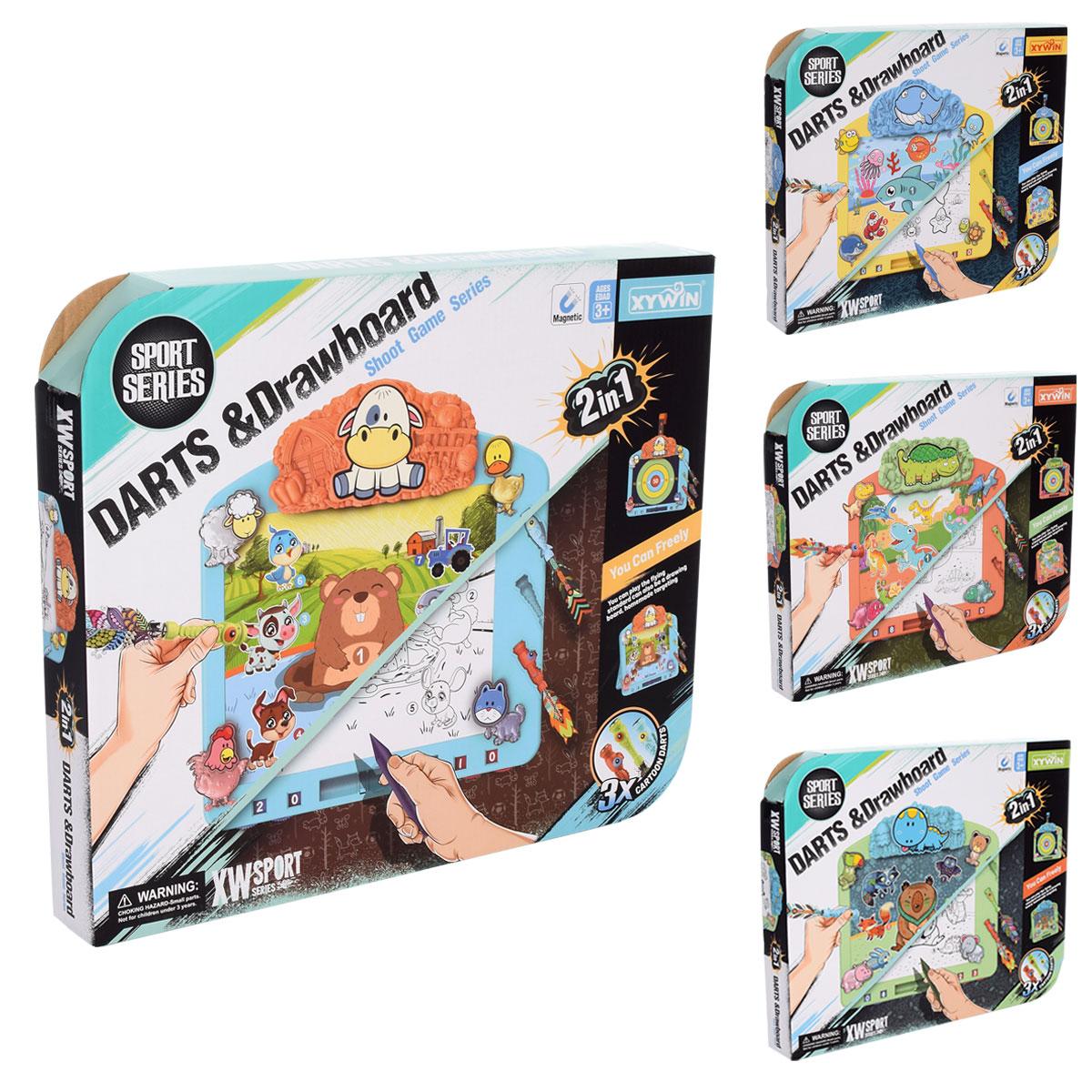 Дартс магнітний XWIN 2в1 з дошкою для малювання в асортименті 9302-1-4, фото 1
