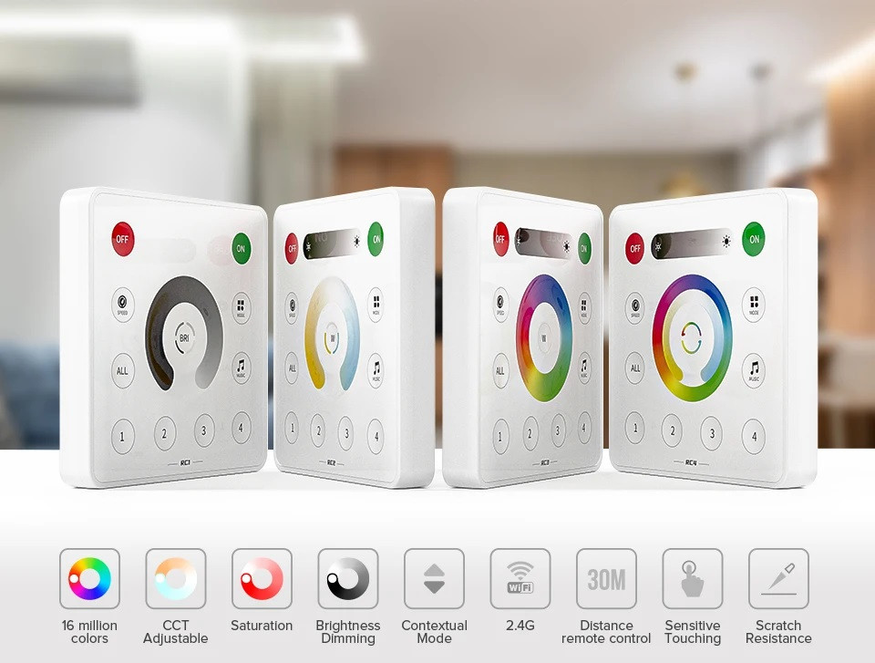 2.4G-панель д/у LEDTech RC1 для контролерів SP630E, SP631E, SP636E. 4-зонний
