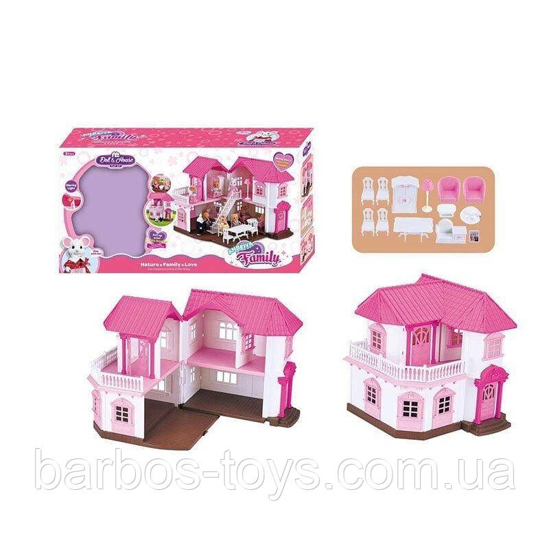 Іграшковий будиночок Щаслива сім'я 1805 двоповерховий, підсвічування, з меблями