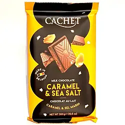 Бельгійський молочний шоколад з карамеллю та сіллю Cachet Caramel and Sea Salt 300 г Бельгія