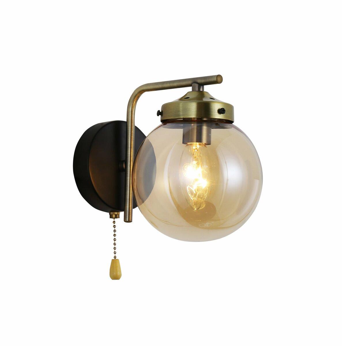 Бра в спальню, комнату, коридор G 74405/1W Antique Brass + Matte black. Настінний світильник бра