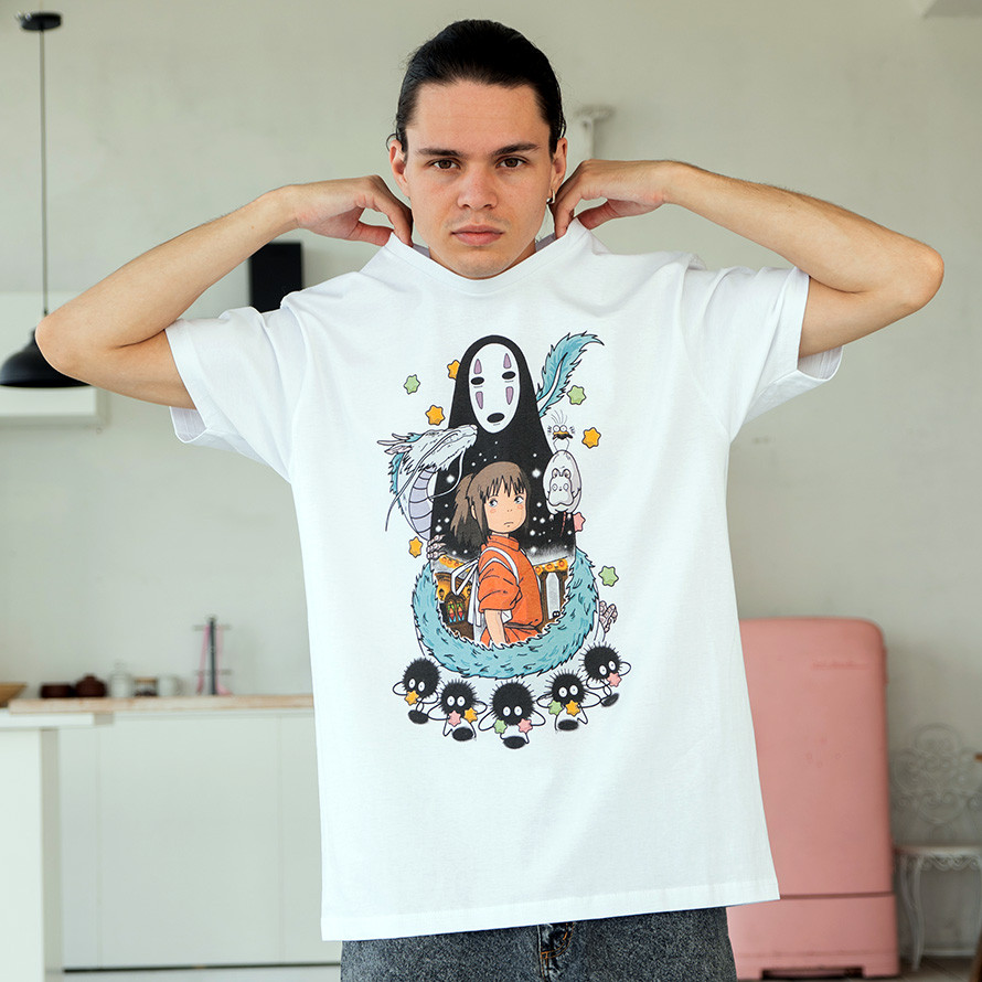 Футболка унісекс Spirited Away (Chihiro and No Face Harajuku) S білий, фото 1