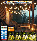 LITOHOM Сонячні гірлянди для вулиці, 14M/46FT G50 сонячні гірлянди для вулиці, 30 лампочок з USB-портом і пультом дистанційного, фото 6