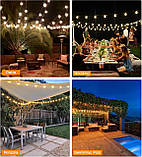 LITOHOM Сонячні гірлянди для вулиці, 14M/46FT G50 сонячні гірлянди для вулиці, 30 лампочок з USB-портом і пультом дистанційного, фото 7