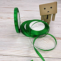 *10 рул* / Стрічка атласна / 0,6 см / Зелена / 25 ярдів (22,86 м)