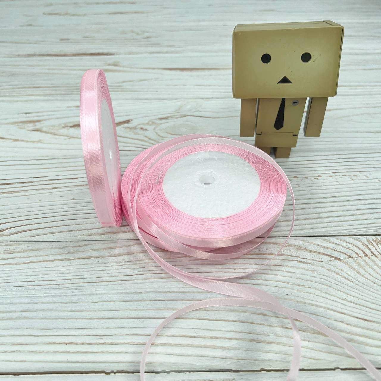 *10 рул* / Стрічка атласна / 0,6 см / Рожева / 25 ярдів (22,86 м) - фото 1 - id-p2367392235